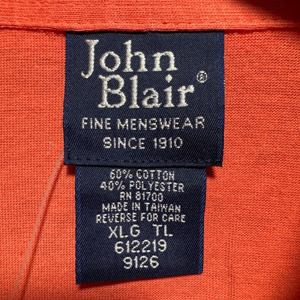 John Blair Mens Polo Shirt‎ XLG Coral Orange Short Sleeve Pocket Knit Top - Picture 2 of 8